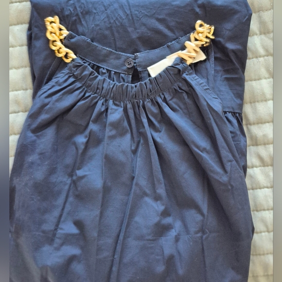 Elegant Navy Blue Sleeveless Dress - Picture 4 of 4